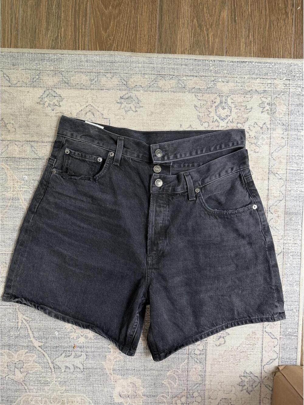 AGOLDE High Waist Black Denim Shorts Size 30